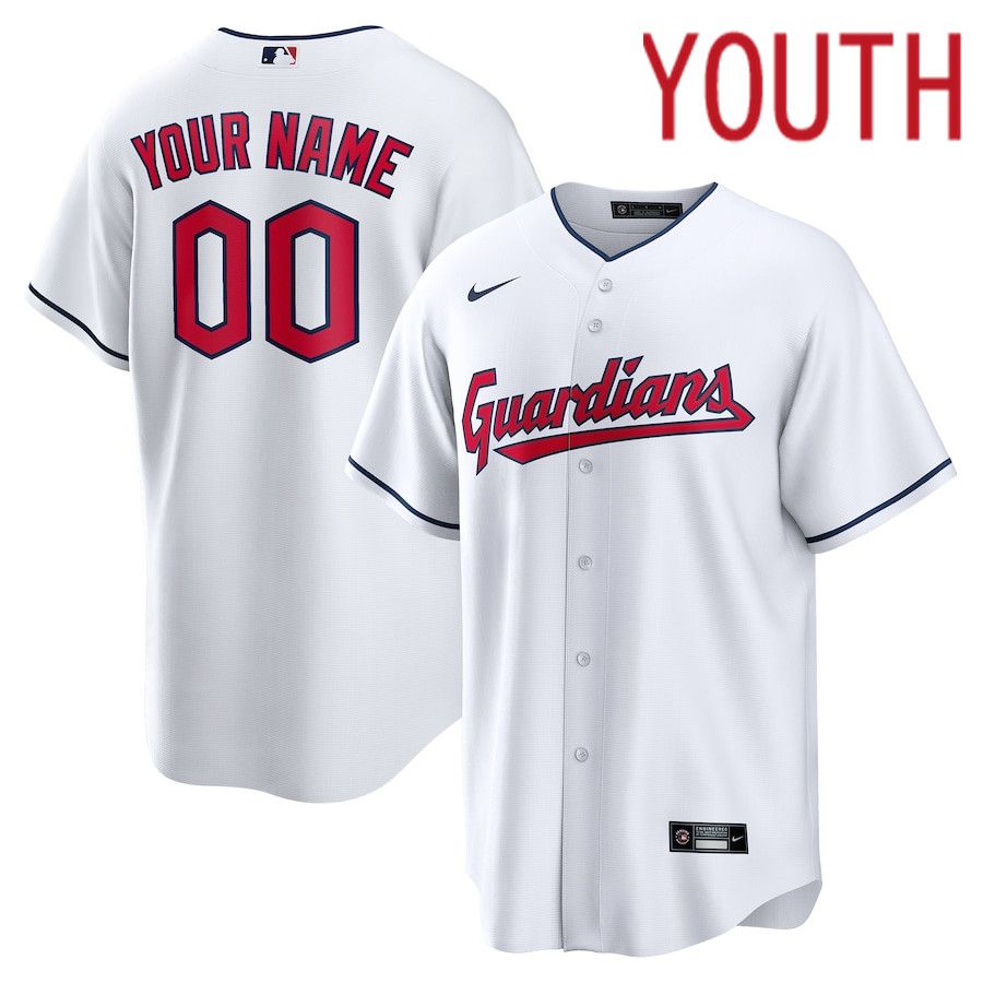 Youth Cleveland Guardians Nike White Replica Custom MLB Jersey->customized mlb jersey->Custom Jersey